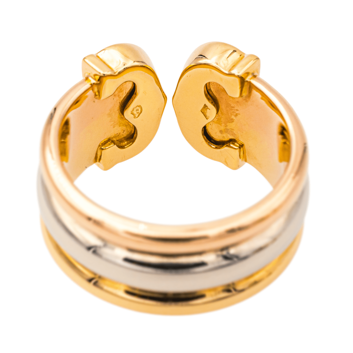 Bague CARTIER, " Double C" en or jaune, blanc et rose - Castafiore