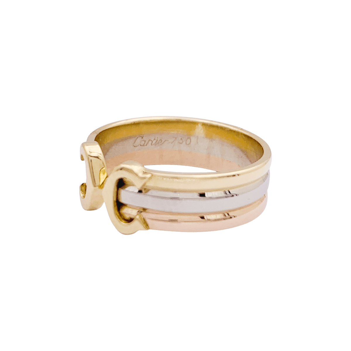 Bague CARTIER "Double C" en or jaune, or blanc et or rose - Castafiore
