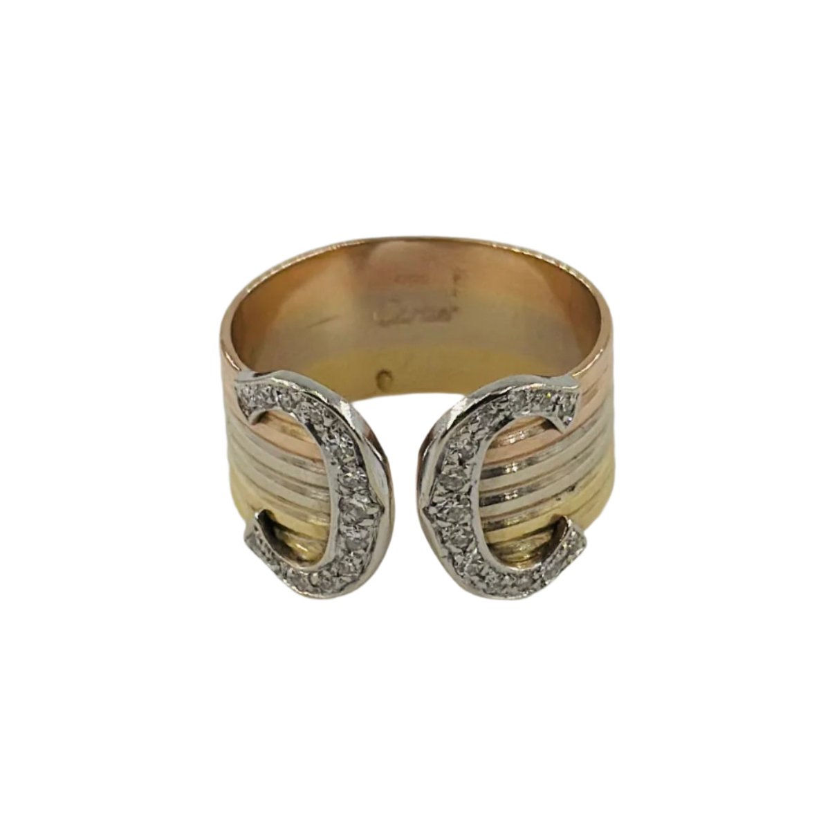 Bague CARTIER "Double C" trois ors et diamants - Castafiore