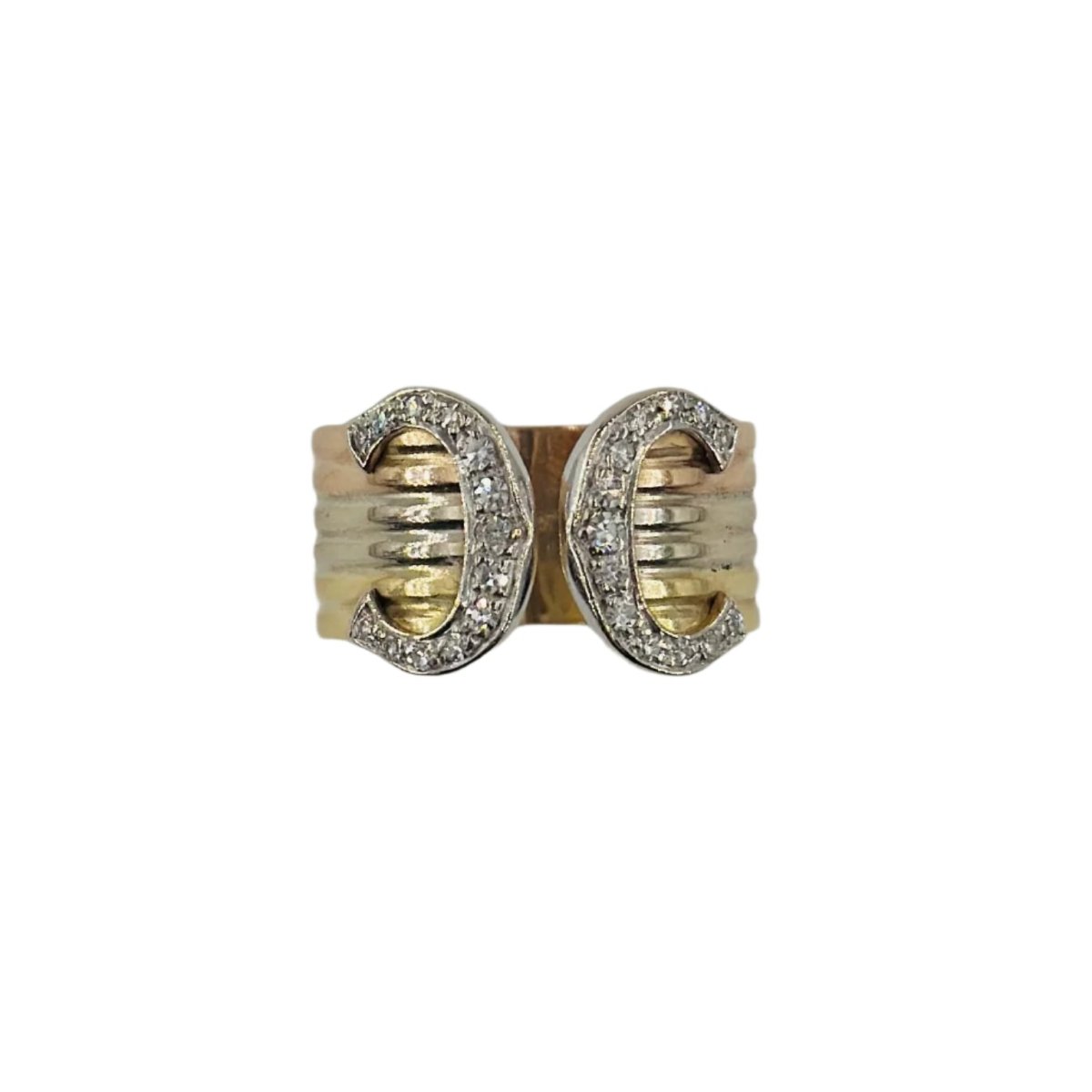 Bague CARTIER "Double C" trois ors et diamants - Castafiore