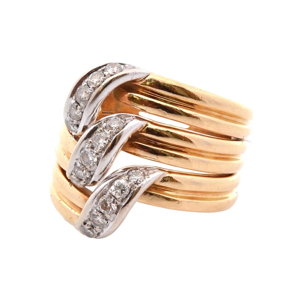 Bague CARTIER en or jaune, platine, et diamants - Castafiore