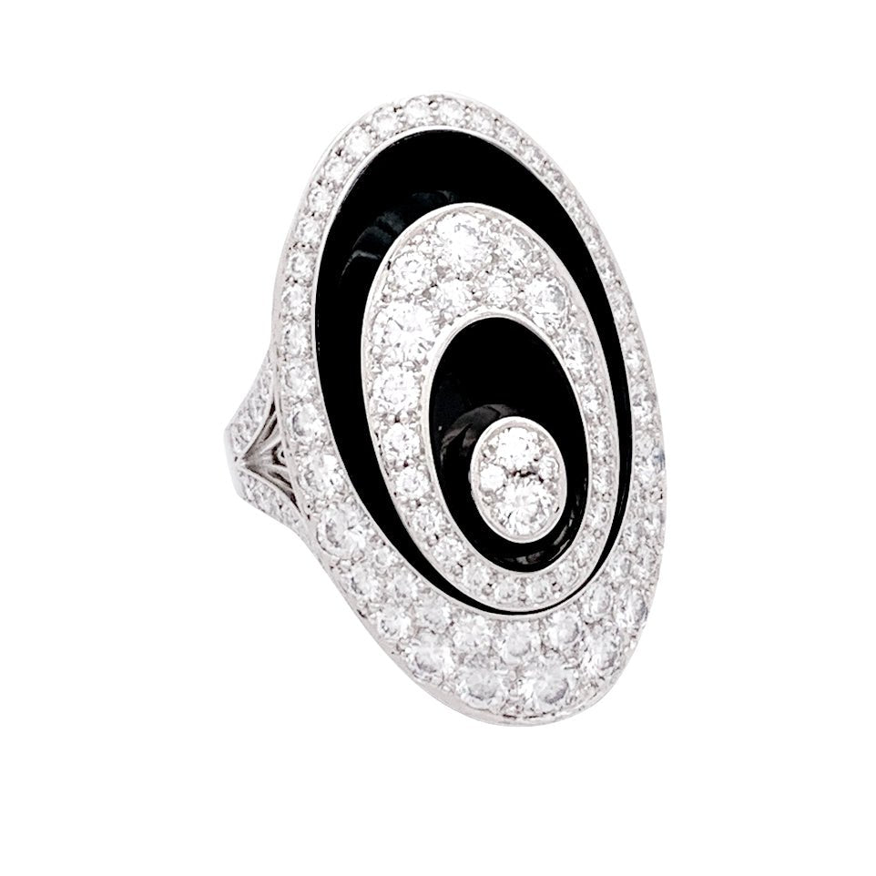 Bague CARTIER "Hypnose" en or blanc, diamant et céramique noire - Castafiore