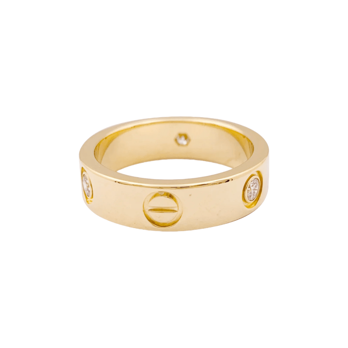 Bague Cartier, "Love 3 diamants", en or jaune et diamants. - Castafiore