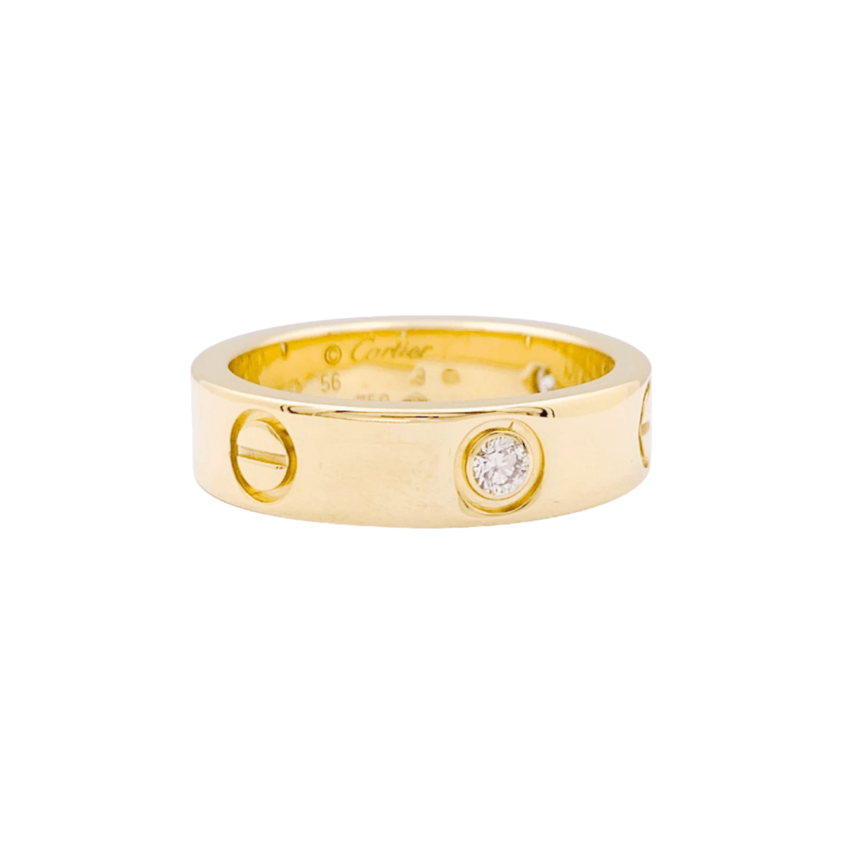 Bague Cartier, "Love 3 diamants", en or jaune et diamants. - Castafiore