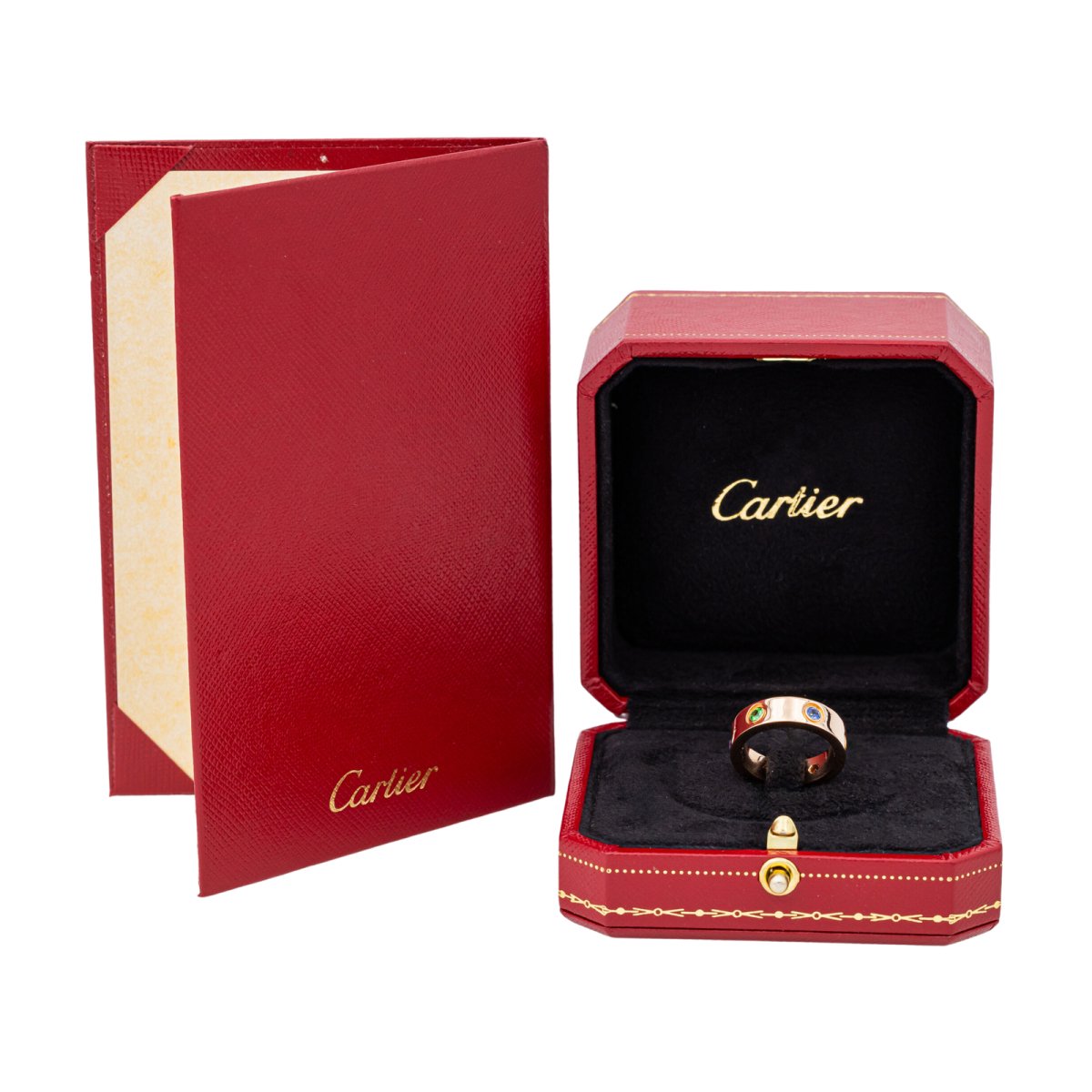 Bague CARTIER "Love" en or rose et saphir, grenat et améthyste - Castafiore