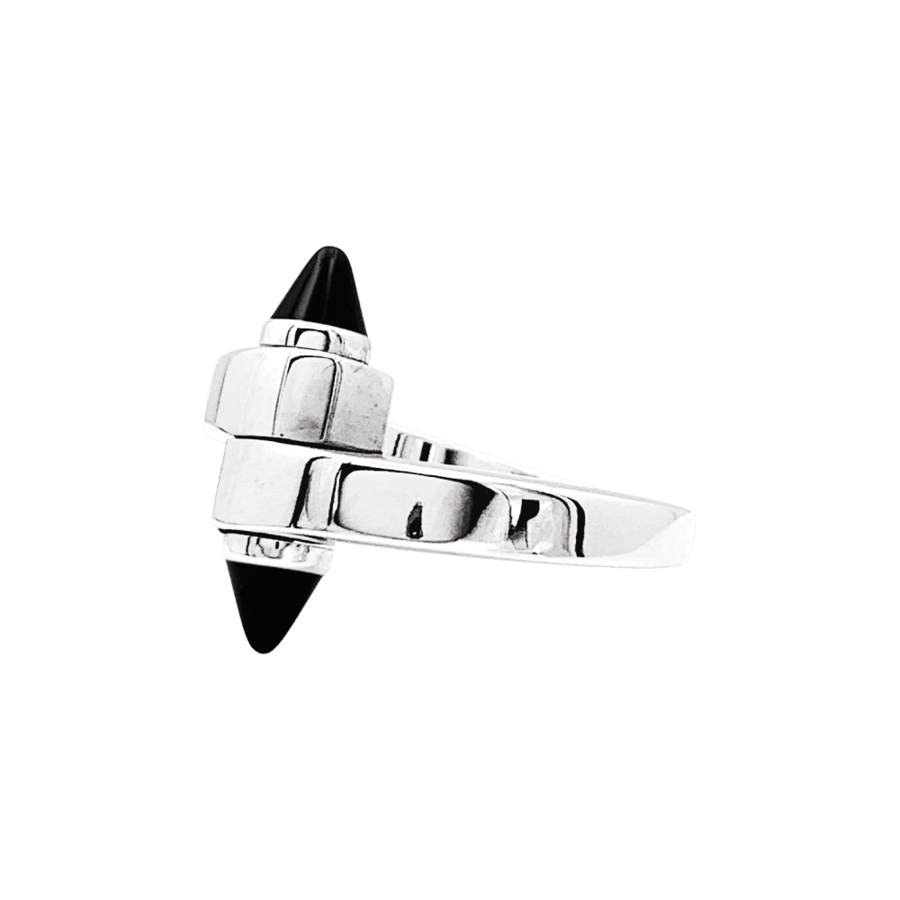 Bague CARTIER "Menottes" en or blanc et onyx - Castafiore