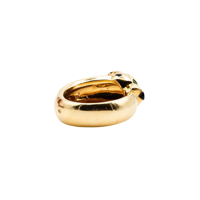 Bague CARTIER "Panthère de Cartier" MM en or jaune, grenats tsavorites, onyx et laque noire - Castafiore