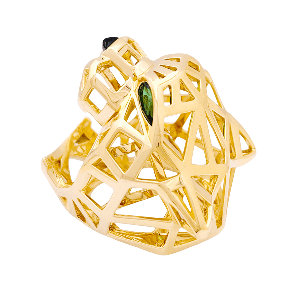 Bague CARTIER Panthère en or jaune tsavorites onyx - Castafiore