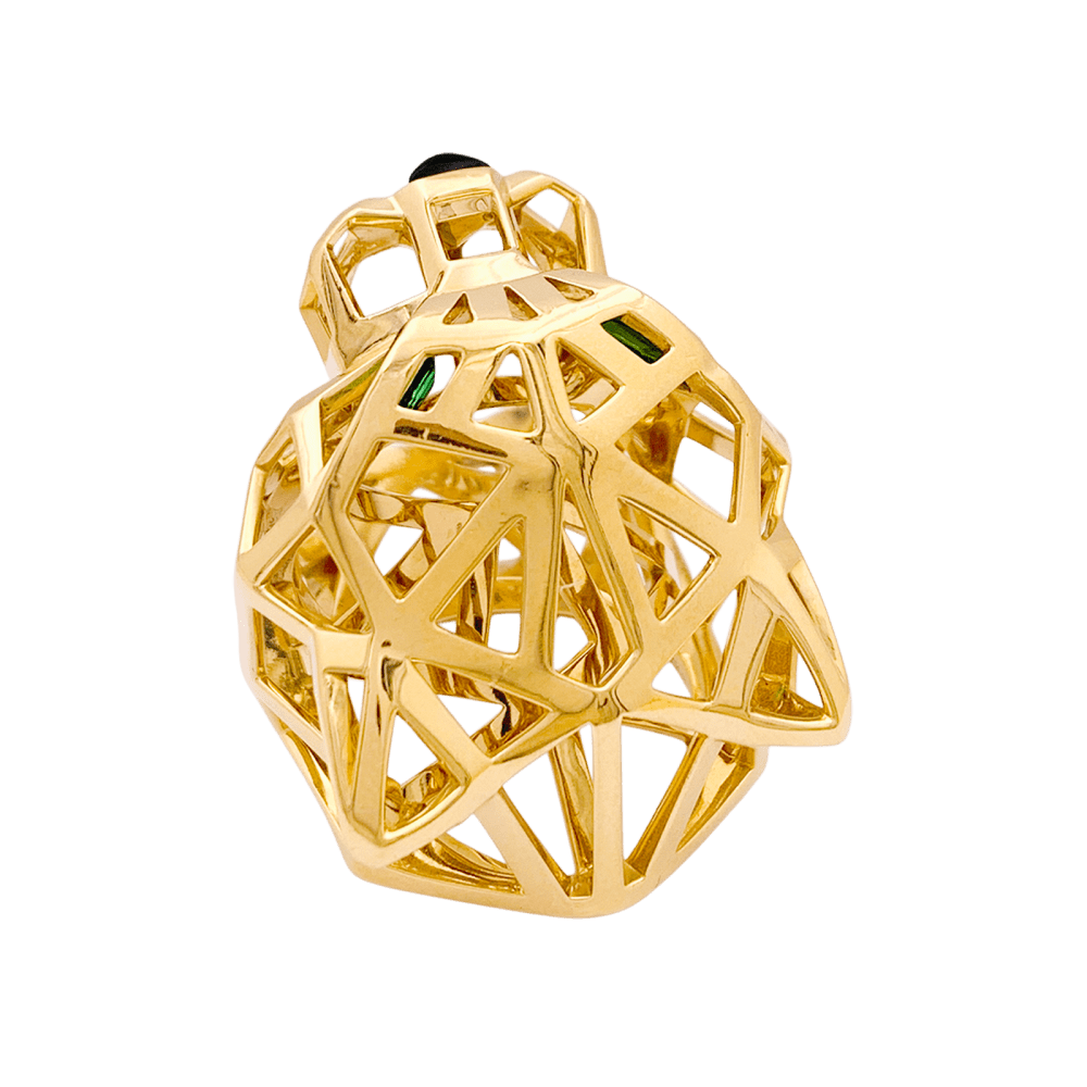 Bague CARTIER Panthère en or jaune tsavorites onyx - Castafiore
