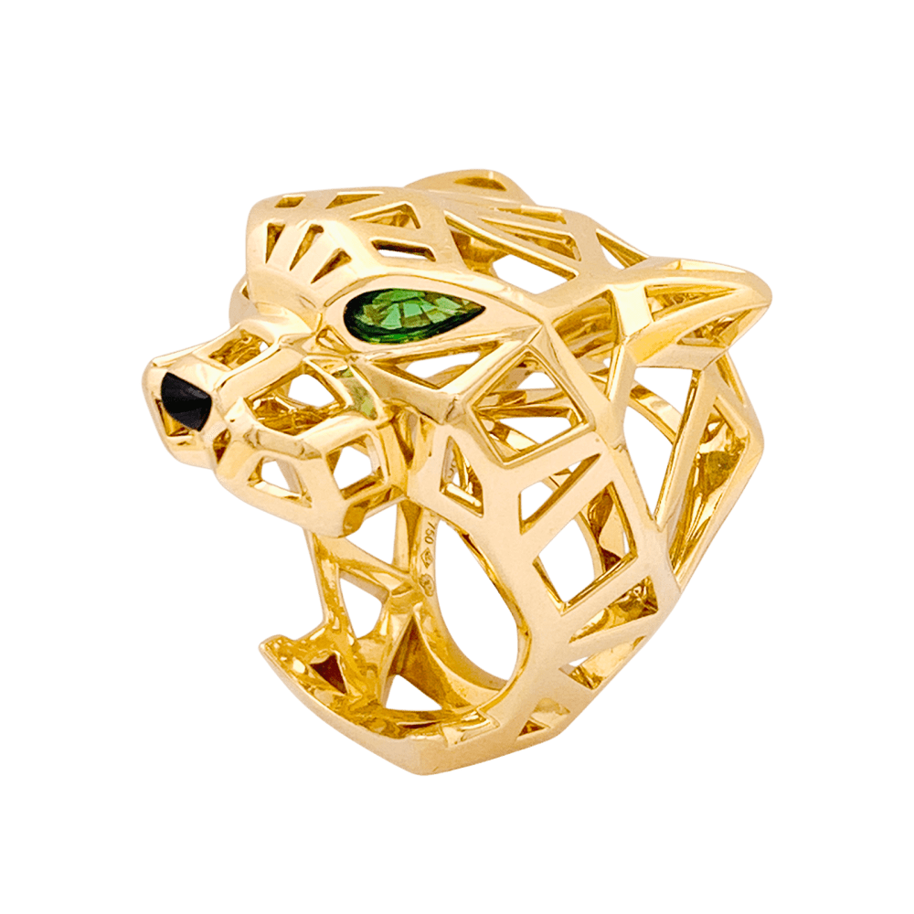 Bague CARTIER Panthère en or jaune tsavorites onyx - Castafiore