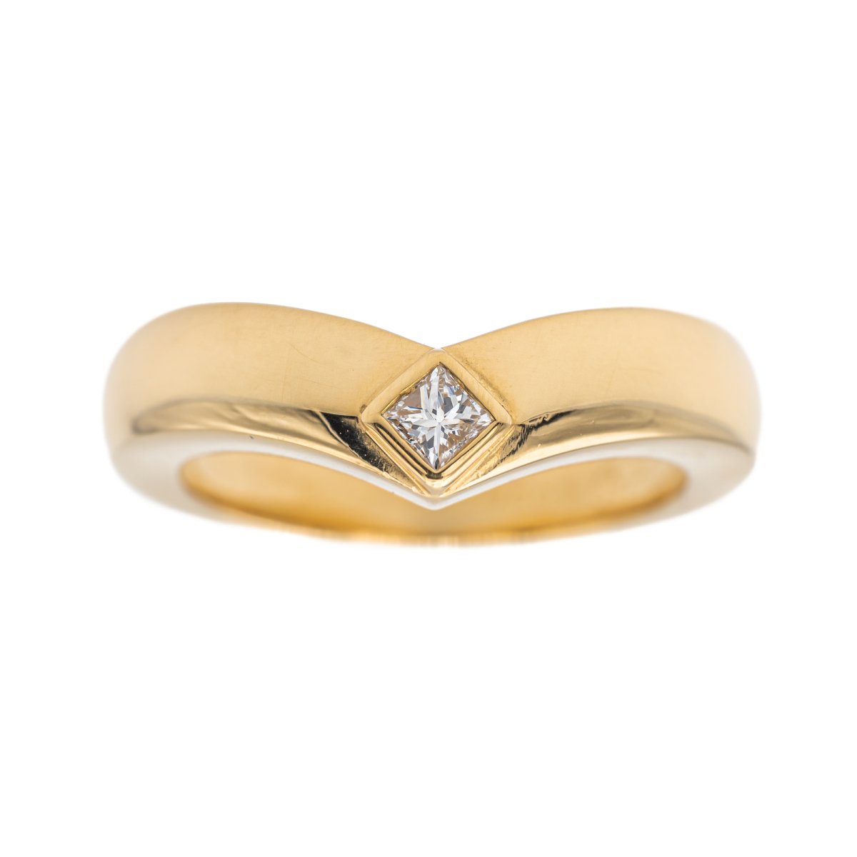 Bague CARTIER "Solitaire Triangle" en or jaune et diamant - Castafiore