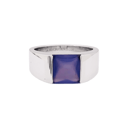 Bague CARTIER "Tank" en or blanc et calcédoine - Castafiore