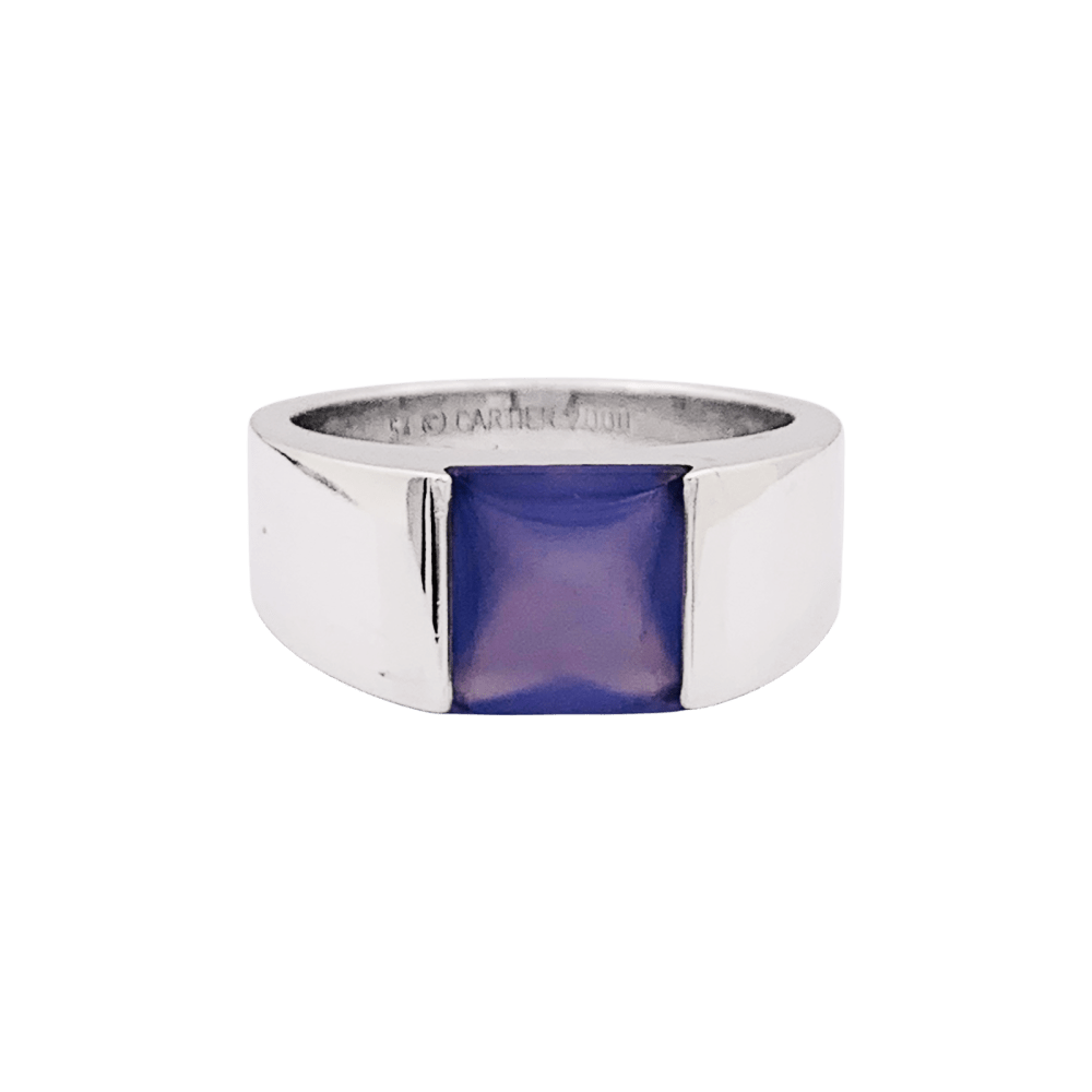 Bague CARTIER "Tank" en or blanc et calcédoine - Castafiore
