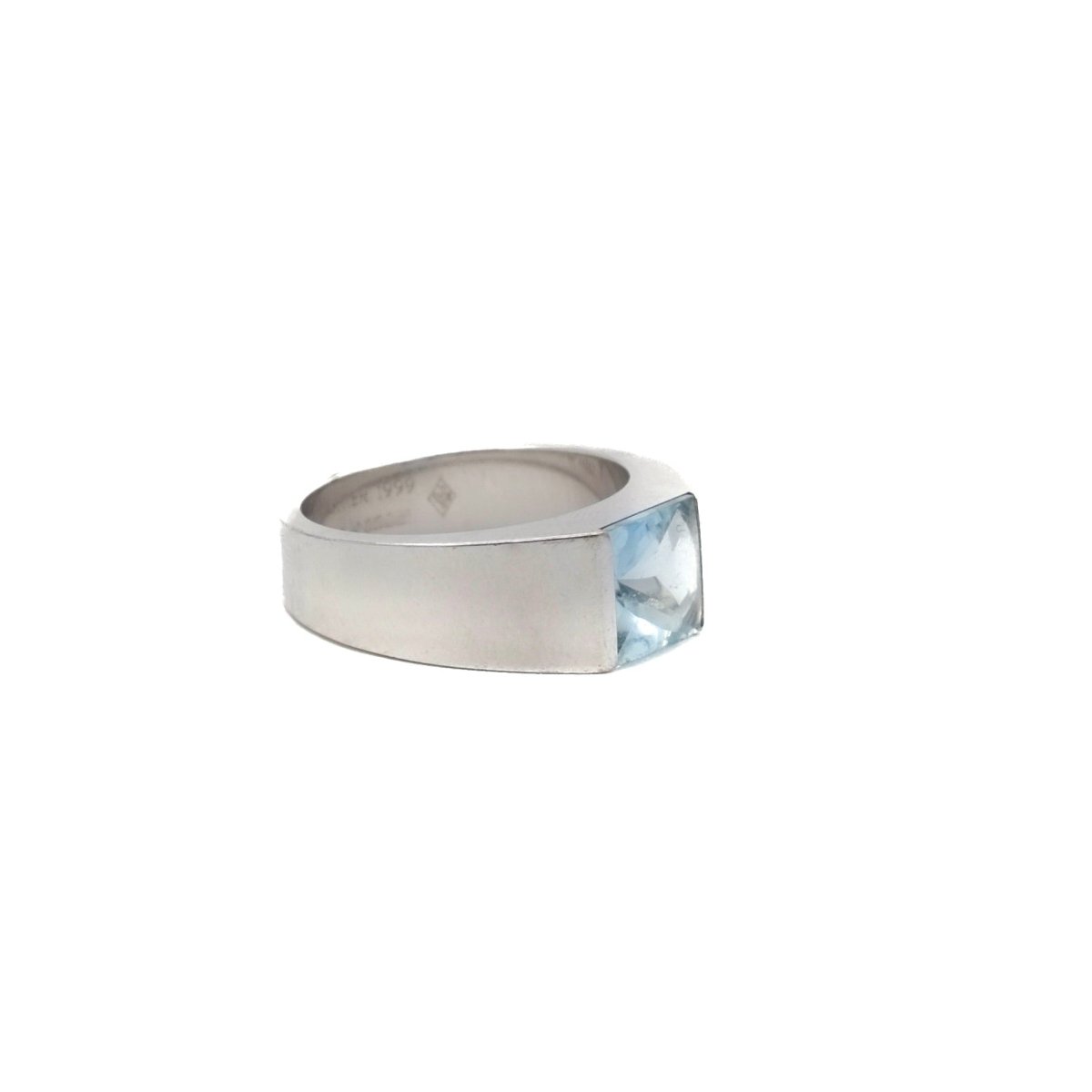 Bague CARTIER Tank en or gris et aigue-marine - Castafiore