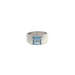 Bague CARTIER Tank en or gris et aigue-marine - Castafiore