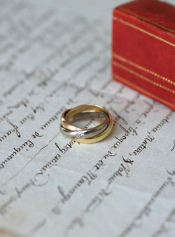 Bague Cartier Trinity 3 Ors Modèle Classique 5 Diamants Taille 49 - Castafiore