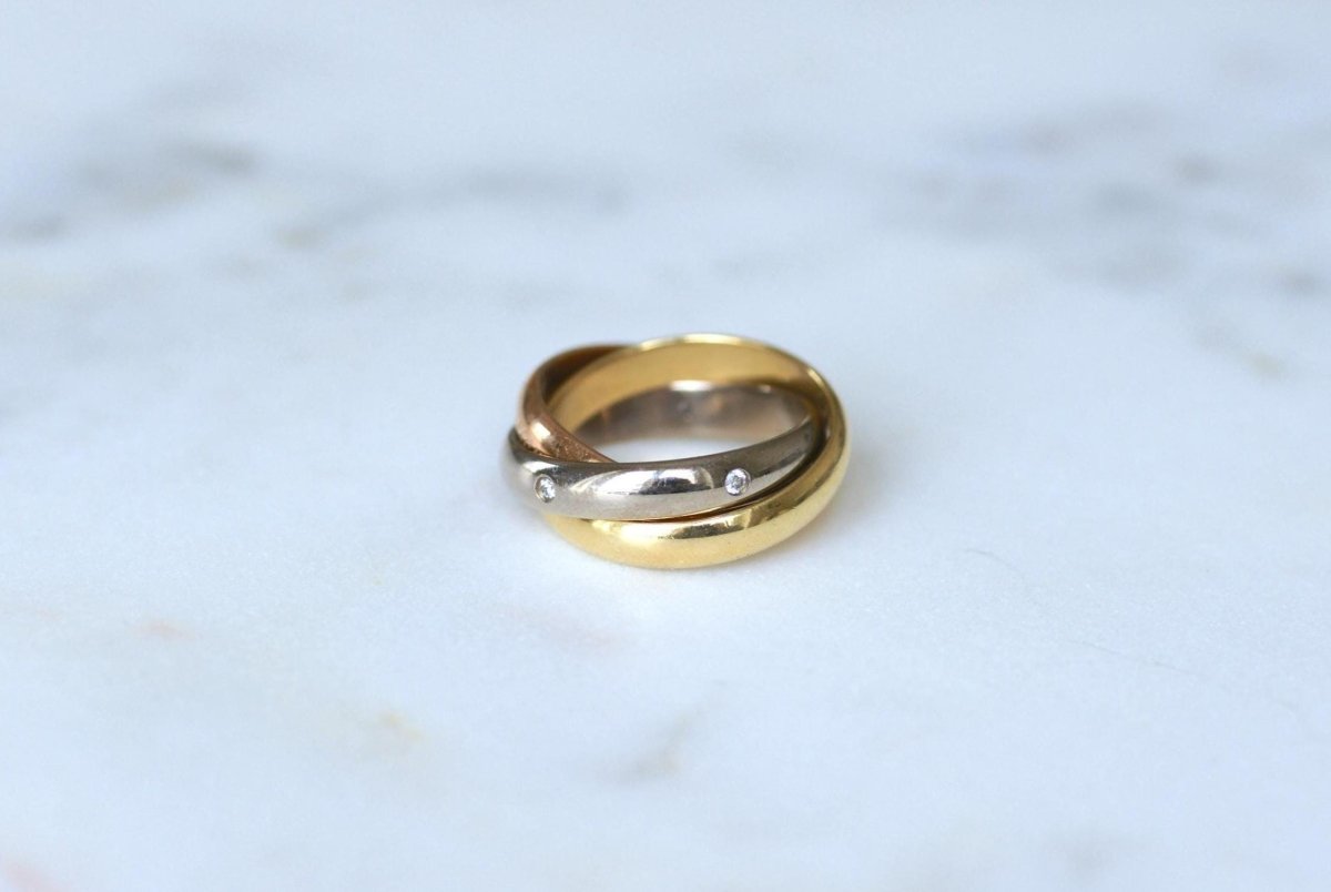 Bague Cartier Trinity 3 Ors Modèle Classique 5 Diamants Taille 49 - Castafiore