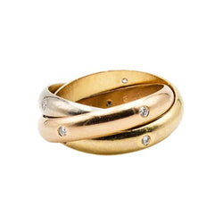 Bague Alliance CARTIER Trinity en or jaune, or blanc, or rose et diamants