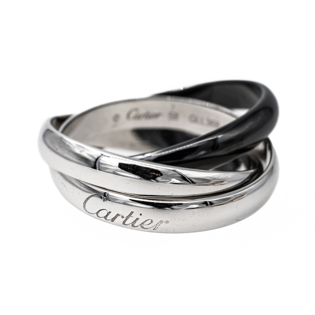 Bague CARTIER "Trinity" en or blanc et céramique noire - Castafiore