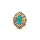 Bague Cazzaniga diamant turquoise émail or gravé - Castafiore