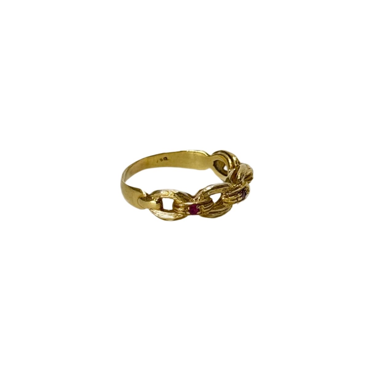 Bague chaine en or jaune et rubis - Castafiore