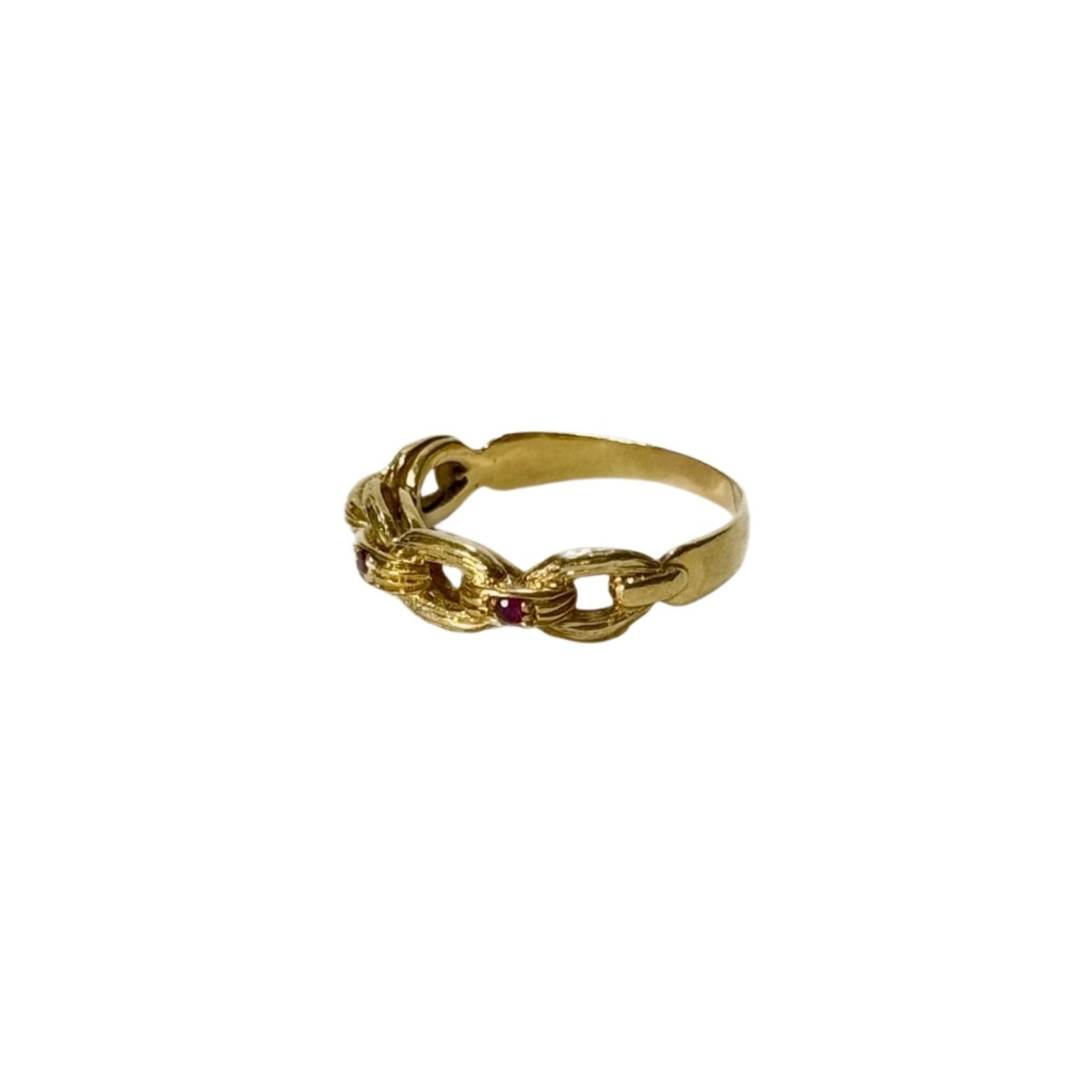 Bague chaine en or jaune et rubis - Castafiore