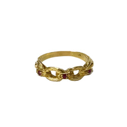 Bague chaine en or jaune et rubis - Castafiore