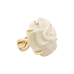 Bague CHANEL "Camélia", en or jaune et agate - Castafiore