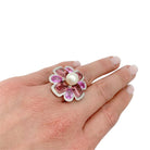 Bague CHANEL "San Marco" en or blanc, perle, saphirs roses, tourmalines roses et diamants - Castafiore