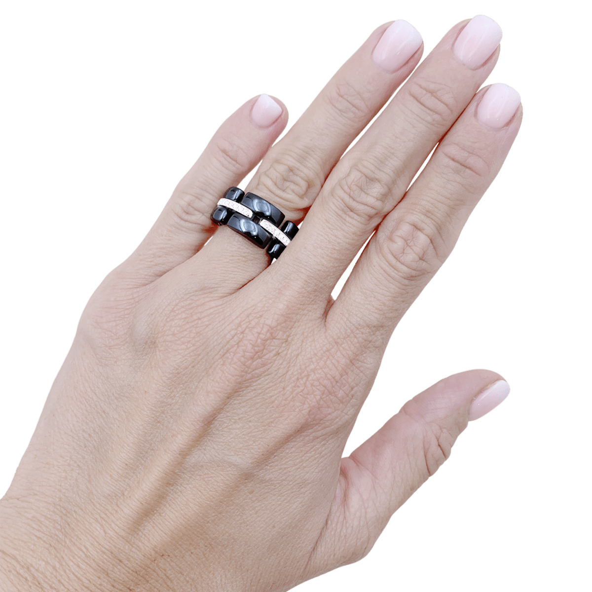 Bague CHANEL "Ultra" en or blanc, céramique noire et diamants - Castafiore