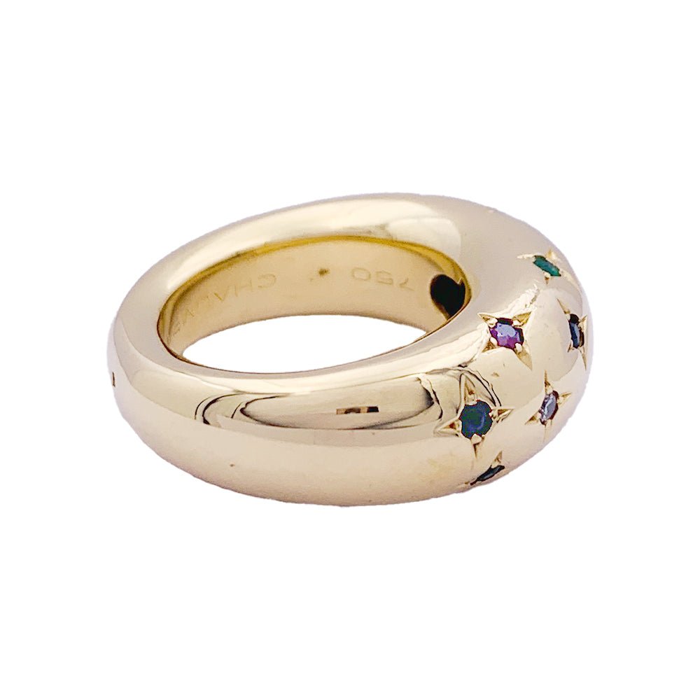 Bague Chaumet, "Anneau", or jaune, gemmes de couleur. - Castafiore