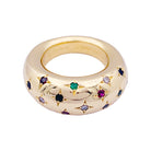 Bague Chaumet, "Anneau", or jaune, gemmes de couleur. - Castafiore