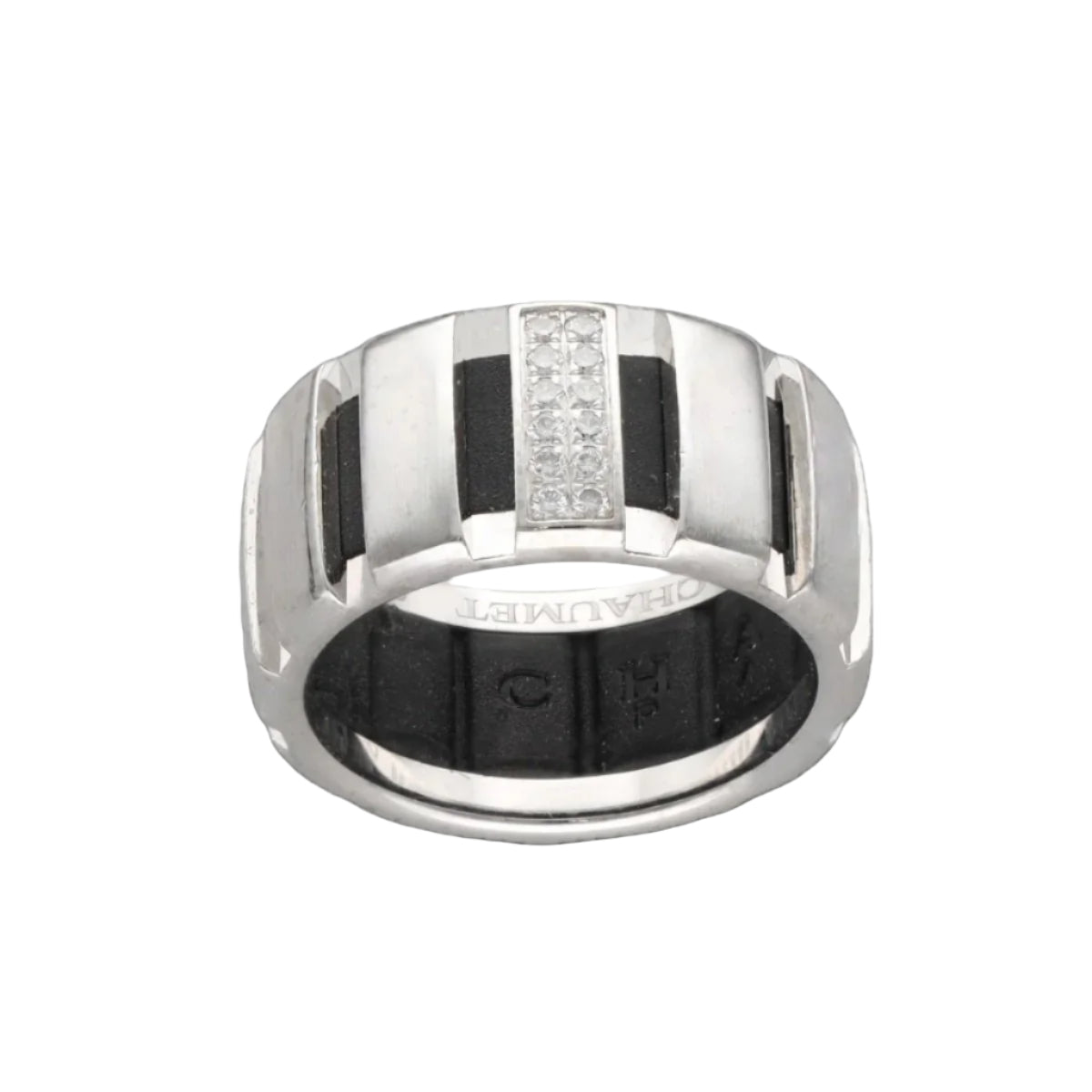 Bague Chaumet Class One en or gris 18k de 2005 avec diamants . Taille 53. Boite et papiers d'origine. - Castafiore