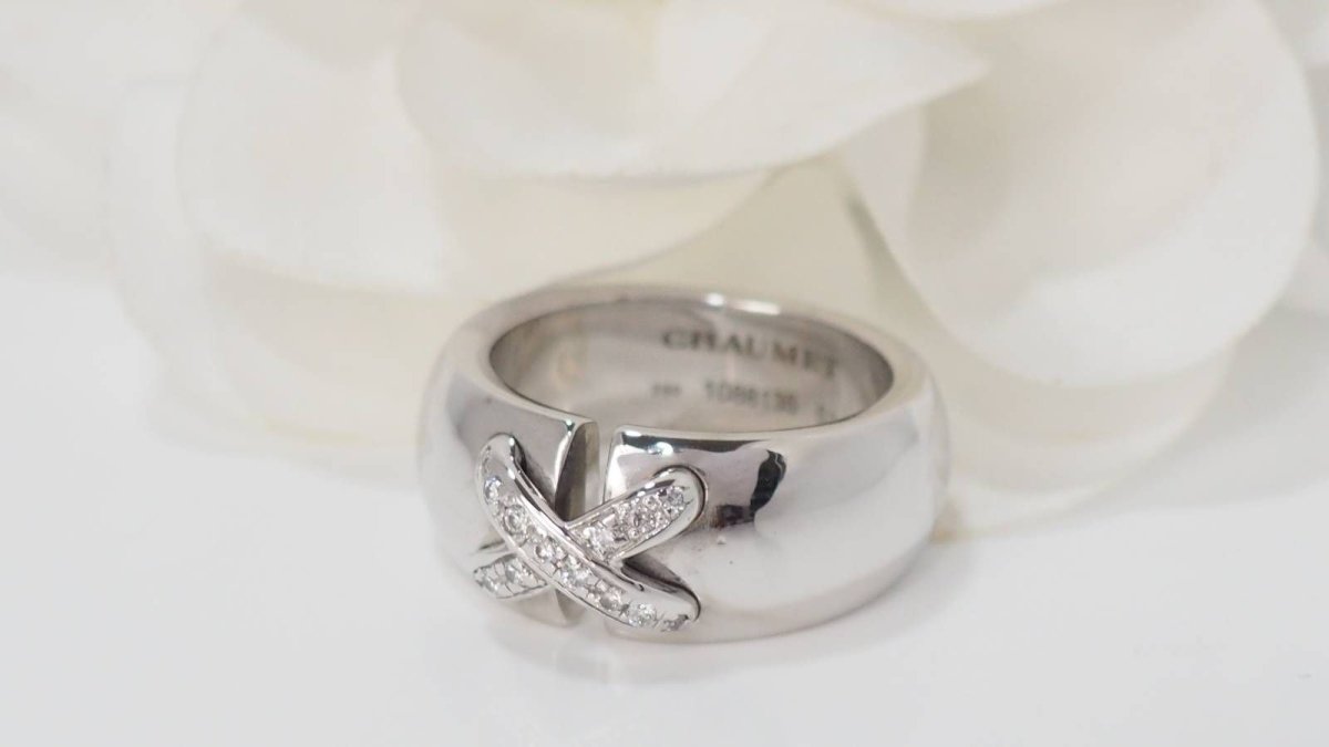 Bague Chaumet double Liens en or blanc et diamants - Castafiore