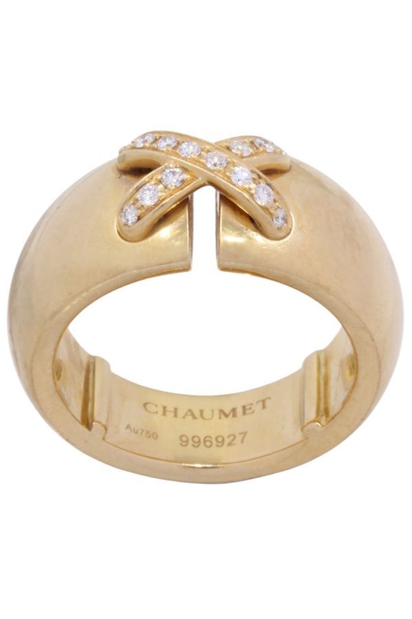 Bague CHAUMET Double liens en or jaune et diamants - Castafiore