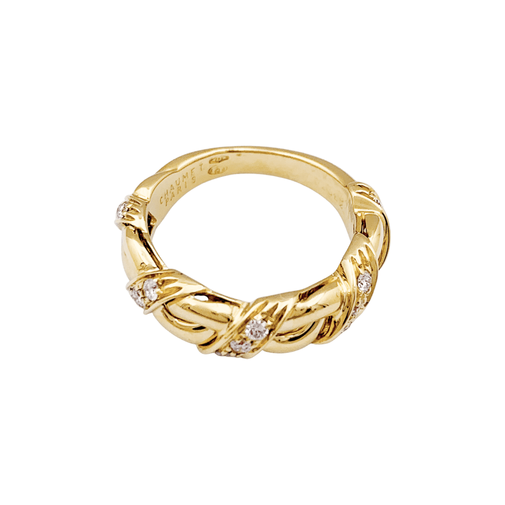 Ring Chaumet, "Tresse", yellow gold and diamonds.