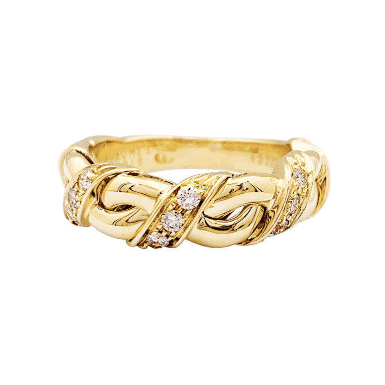 Ring Chaumet, "Tresse", yellow gold and diamonds.