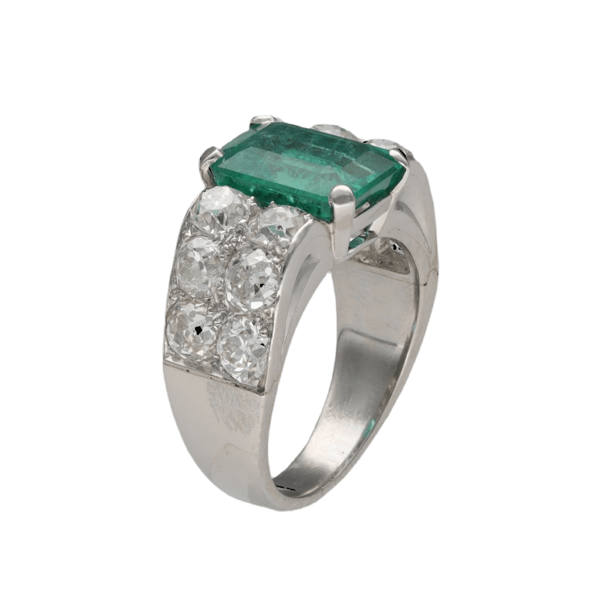 Bague CHAUMET en platine, émeraude et diamants - Castafiore