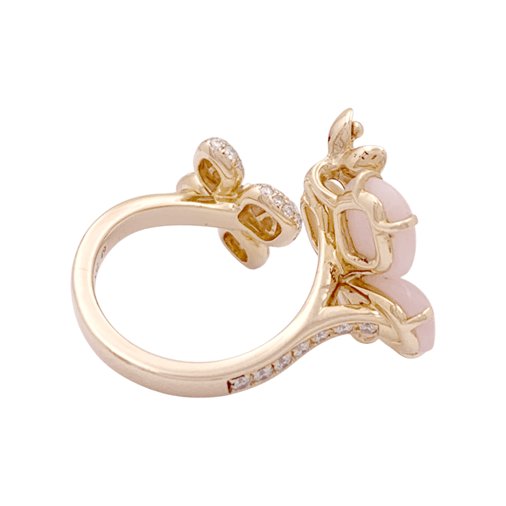 Bague CHAUMET Hortensia Aube rosée en or rose diamants saphir rose opales roses - Castafiore