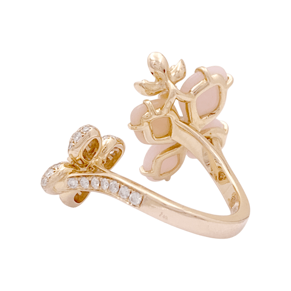 Bague CHAUMET Hortensia Aube rosée en or rose diamants saphir rose opales roses - Castafiore