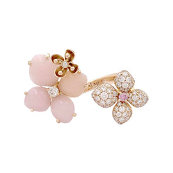 Bague CHAUMET Hortensia Aube rosée en or rose diamants saphir rose opales roses - Castafiore