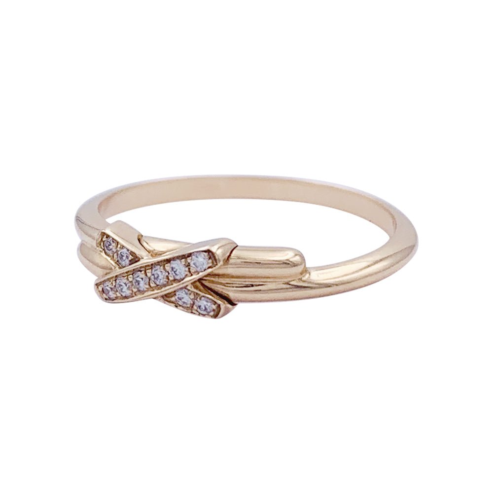 Bague CHAUMET, "Jeux de Liens" en or rose et diamants. - Castafiore