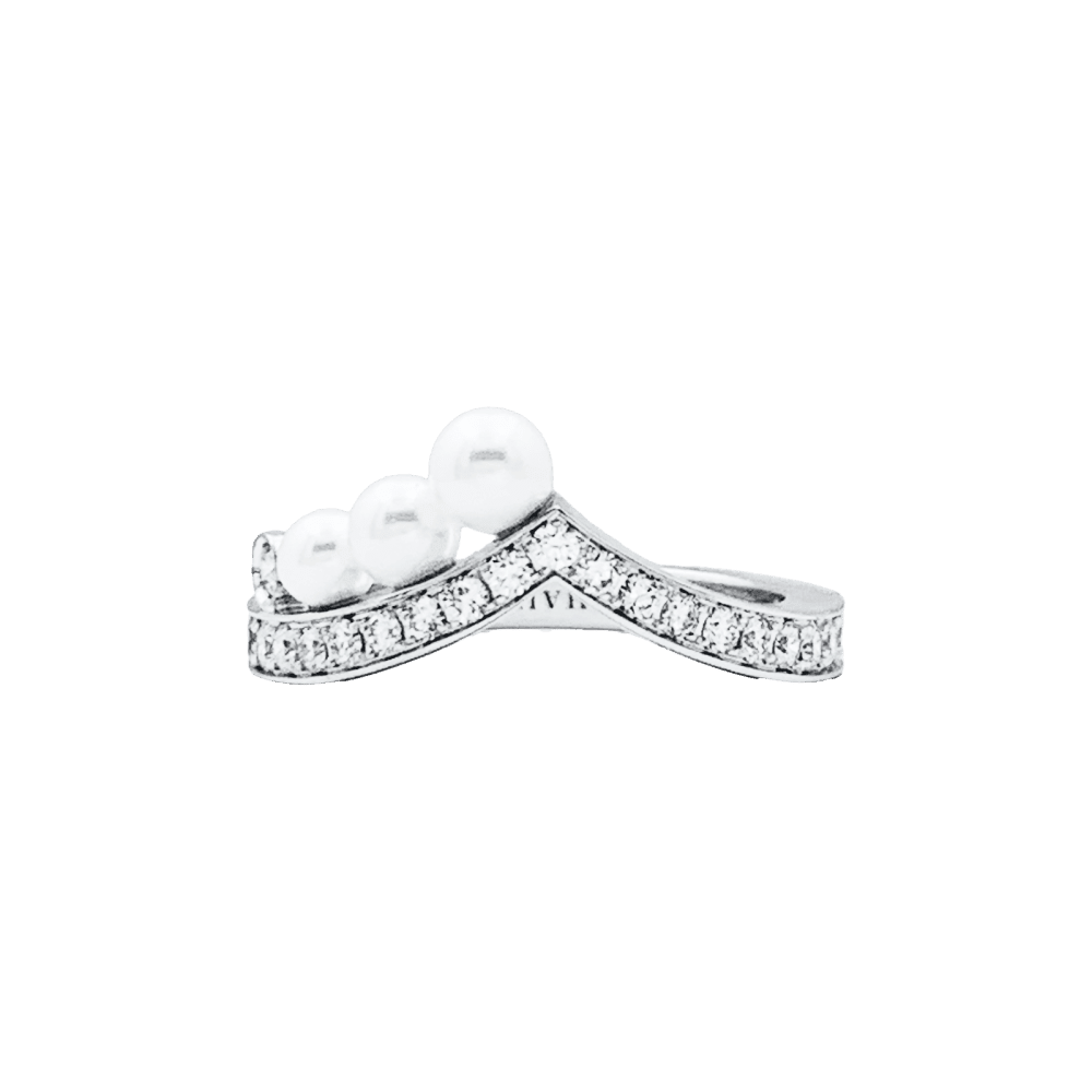 Bague CHAUMET "Joséphine Aigrette" en or blanc, perles et diamants - Castafiore