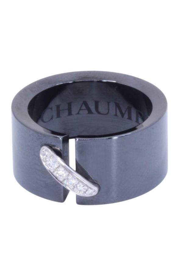 Bague CHAUMET, "Lien" en or blanc, céramique et diamants - Castafiore