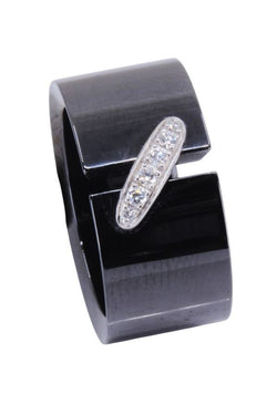 Bague CHAUMET, "Lien" en or blanc, céramique et diamants - Castafiore