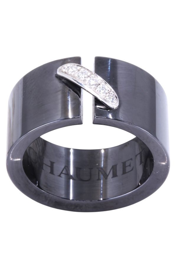 Bague CHAUMET, "Lien" en or blanc, céramique et diamants - Castafiore