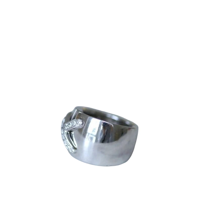 Bague Chaumet Liens croisés XL or blanc diamants - Castafiore
