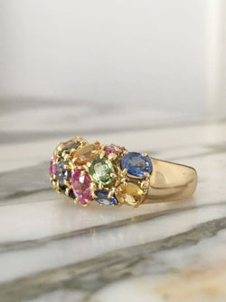 Bague CHAUMET Tutti - Frutti en or jaune 18K sertie de saphirs - Castafiore