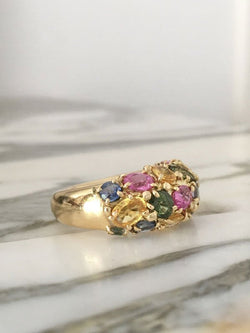 Bague CHAUMET Tutti-Frutti en or jaune 18K sertie de saphirs