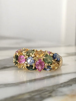 Bague CHAUMET Tutti-Frutti en or jaune 18K sertie de saphirs